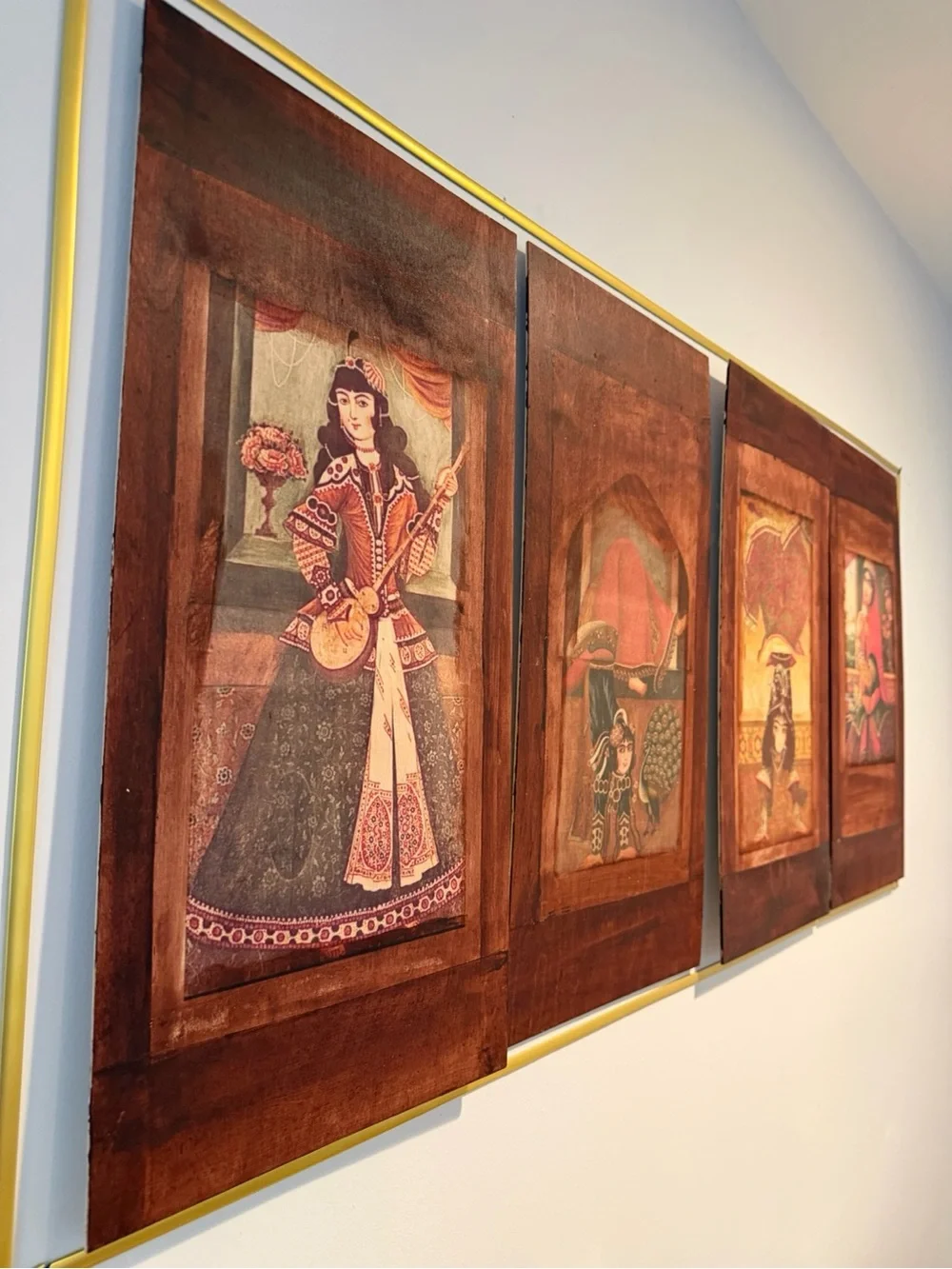 Wooden Vintage-Inspired Persian Qajar Princess Wooden Decorative Wall Art Panel